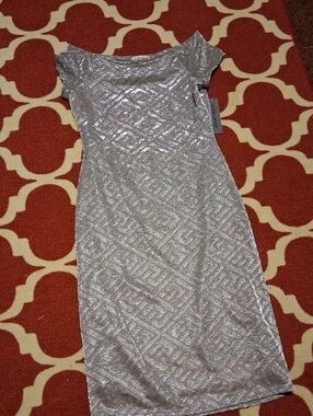 Derek Heart Silver Sequin Midi Dress